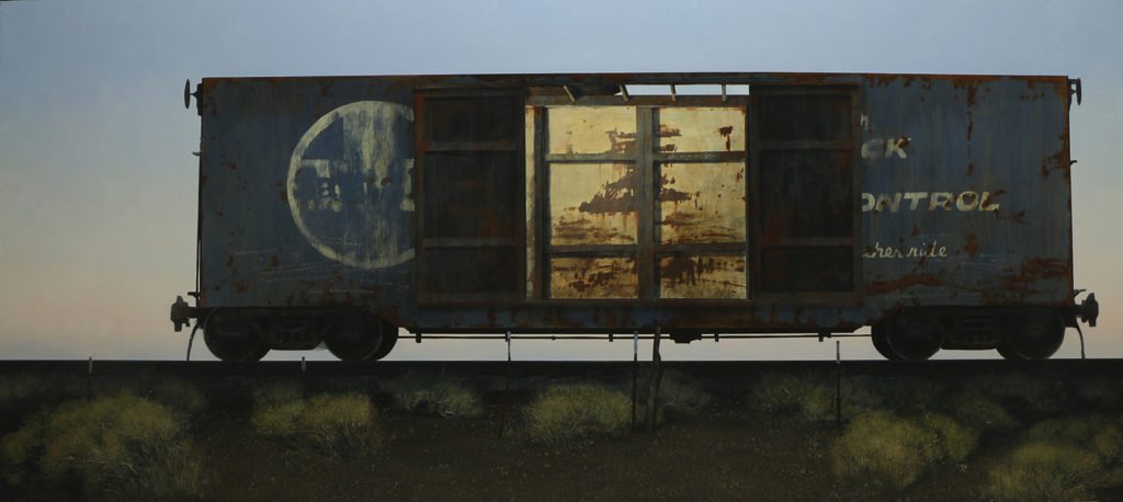 Francis Di Fronzo, The Cathedral, Oil over watercolor and gouache on panel, 32 x 72 inches