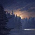 Greg Mort, Moment Before Moonrise, 2017, oil on board, 24 x 28 inches