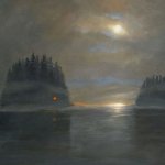 Greg Mort, Mysterious Island, 2017, oil on board, 20 x 24 inches