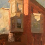 Jon Redmond, Three Bays, 2016, oil on board, 10 x 10 inches