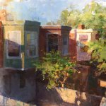 Jon Redmond, In the Back, 2017, oil on mylar, 14 x 14 inches