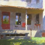 Jon Redmond, Kitchen Door Revisited, 2017, oil on board, 10 x 10 inches