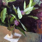 Jon Redmond, Milkweed, 2017, oil on mylar, 13 x 13 inches