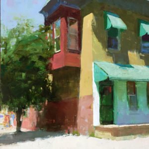 Jon Redmond, Red Bay, 2019, Oil on board, 17 ½ x 17 ½ inches