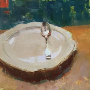 Jon Redmond, Spoon, 2019, Oil on board, 10 x 10 inches