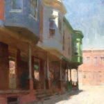 Jon Redmond, Three Bays, 2019, Oil on board, 17 ½ x 17 ½ inches