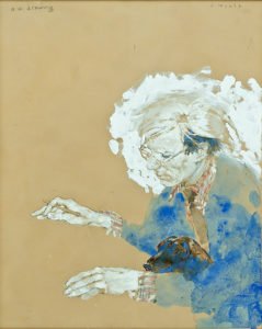 Jamie Wyeth, a.w. drawing, 2018, Acrylic, gouache, watercolor, and graphite on Crescent toned paperboard, 19 1/2 x 15 1/2 inches