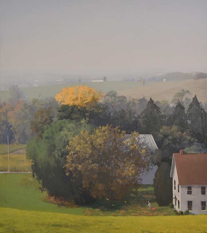 Michael Allen, Falling Leaves, 2019, Oil on linen, 54 ½ x 48 ½ inches