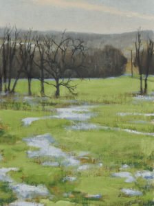 Michael Allen, One Last Snow, 2019, Oil on linen mounted to panel, 16 x 12 inches