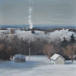 ​Michael Allen, Snow Day, 2018, Oil on linen mounted to panel, 26 x 26 inches