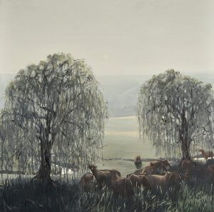 Michael Allen, The Opportunist, 2018, Oil on linen, 48 x 48 inches