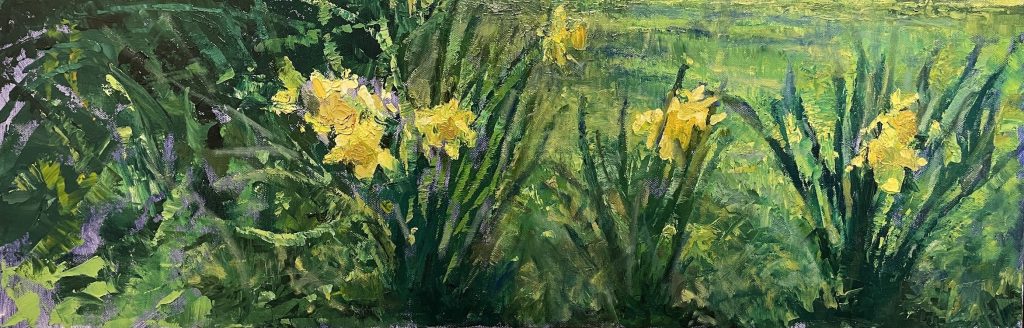 Michael Doyle, Daffodils (SOLD), 2021, Oil on canvas, 30 x 10 inches