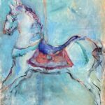 Mary Page Evans, Blue Carousel, Oil on paper, 38 x 32 inches