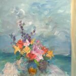 Mary Page Evans, Flowers by the Sea I, Oil on canvas, 40 x 30 inches