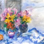 Mary Page Evans, Homage to Ukraine II, Oil on canvas, 22 x 28 inches