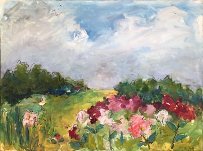 Mary Page Evans, Peonies in June II, Oil on linen, 30 x 40 inches
