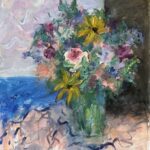 Mary Page Evans, Mixed Bouquet by the Sea, Oil on canvas, 28 x 22 inches