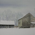 Peter Sculthorpe, Farm on the New Road, 2016, watercolor, 13 x 24 1/2 inches