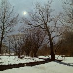 Peter Sculthorpe, Moon at Frog Hollow, oil on linen, 20 x 30 inches