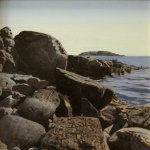 Peter Sculthorpe, Rockbound Coast, Monhegan, 2016, oil on birch panel, 8 x 8 inches