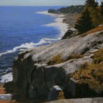 Peter Sculthorpe, Summer Coast, Monhegan, 2016, oil on birch panel, 9 x 12 inches