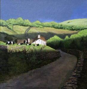 Peter Sculthorpe, Sunset in the Hills, 2020, Oil on panel, 12 x 12 inches