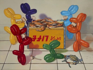 Robert C. Jackson, Dog Eat Dog, 2019, oil on linen, 30 x 40 inches
