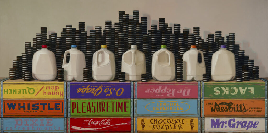 Robert C. Jackson, Phases of the Milk, 2019, oil on linen, 36 x 72 inches