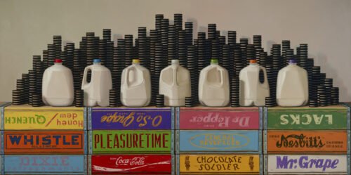 Robert C. Jackson, Phases of the Milk, 2019, oil on linen, 36 x 72 inches