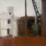 Stuart Shils - Remains of the Quaker Lace Building, 1994, Oil on paper, 9 7/8 x 12 1/8 inches