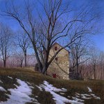 Timothy Barr, Deer Run Farm, 2018, oil on panel, 24 x 24 inches