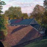 Timothy Barr, Diener's Farm, 2018, oil on panel, 18 x 24 inches