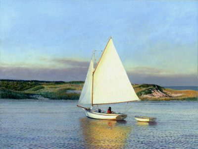 Timothy Barr, Evening Sail, 2021, oil on panel, 18 x 24 inches
