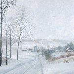 Timothy Barr, Fox in Squall, 2018, oil on panel, 12 x 24 inches