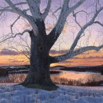 Timothy Barr, Ontelaunee Sunset, 2018, oil on panel, 24 x 30 inches