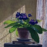 Timothy Barr, Yellow Curtains, 2021, Oil on panel, 12 x 24 inches