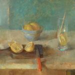 Tina Ingraham, Summer Still Life with Lemons, 2023, Oil on linen, 17 1/2 x 22 1/2 inches