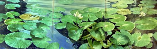 Jeff Moulton (b. 1946), Water Lilies Triptych, Oil on canvas, 46 x 144 inches