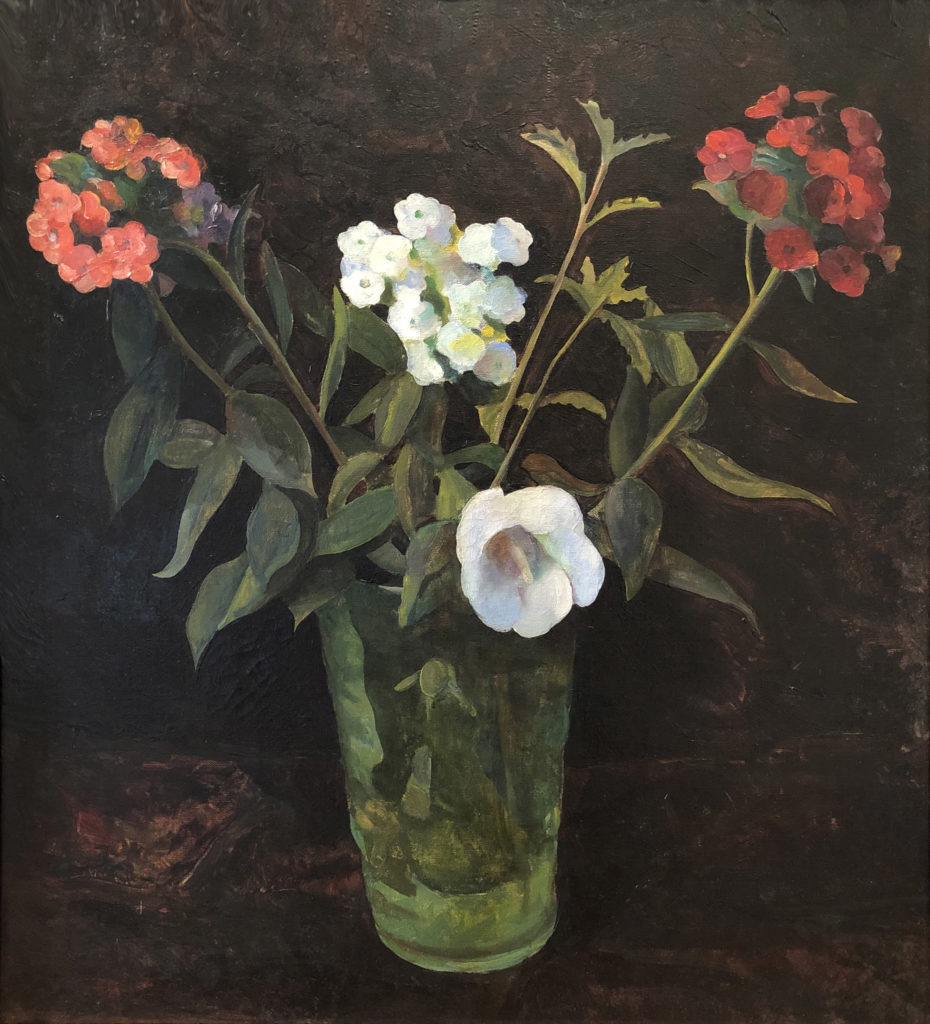 Carolyn Wyeth, Untitled (Flowers in Green Vase), pre-1939, oil on canvas, 30 1/8 x 28 1/8 inches