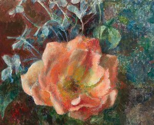 Henriette Wyeth (1907-1997), Rose in Bloom, Oil on canvas, 8 x 10 inches