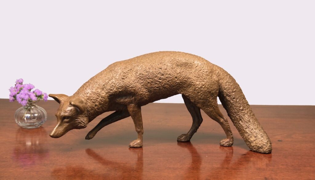 J. Clayton Bright, Red Fox (vulpes fulva) (table size), Bronze, 15 x 6 ¾ x 5 inches, Edition of 45