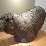 J. Clayton Bright, Sheep (Kneeling), bronze, 48 x 36 x 24 inches
