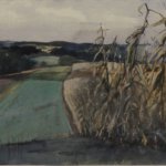 John W. McCoy, Chadds Ford Cornfield, c. 1958, Mixed media, 14 1/2 x 29 1/4 inches