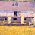 SOLD - N.C. Wyeth (1882-1945), Pyle's Barn, c. 1912, Oil on canvas, 16 x 19 3/4 inches