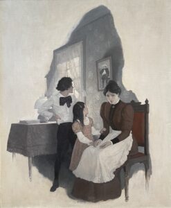 N.C. Wyeth (1882-1945), 'Your father--' Sabra would begin courageously, resolved to make him live again in the minds of the children, 1929, oil on canvas, 40 x 32 ⅜ inches