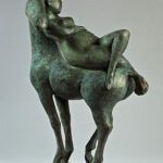 Olivia Musgrave, Amazon Reading Lying on Horse, Bronze, 21 x 11 ½ x 14 inches, Edition of 9