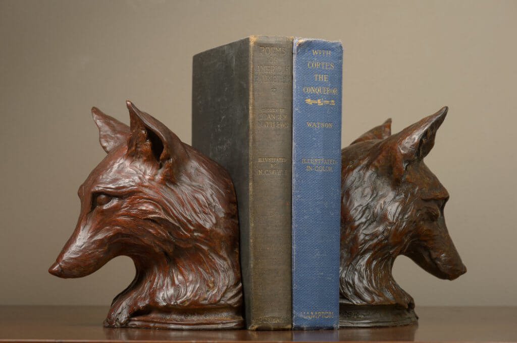Rikki Morley Saunders, Fox Bookend, 2012, bronze, 7 1/2 x 6 x 5 3/4 inches, edition of 24