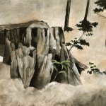 Carolyn Wyeth, Untitled (Wildflowers and Cut Tree), watercolor, 22 x 26 inches