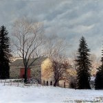 Timothy Barr, Glowing Barn, oil on panel, 18 x 24 inches