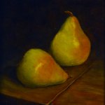 J. Clayton Bright, Comice, oil on canvas, 8 x 9 inches